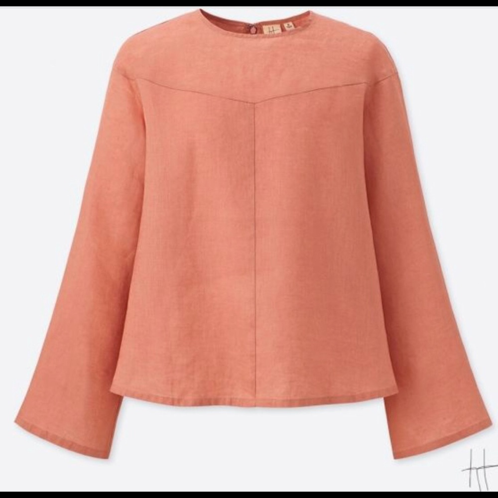 Uniqlo Hana Tajima Linen Flare Long Sleeve Shirt